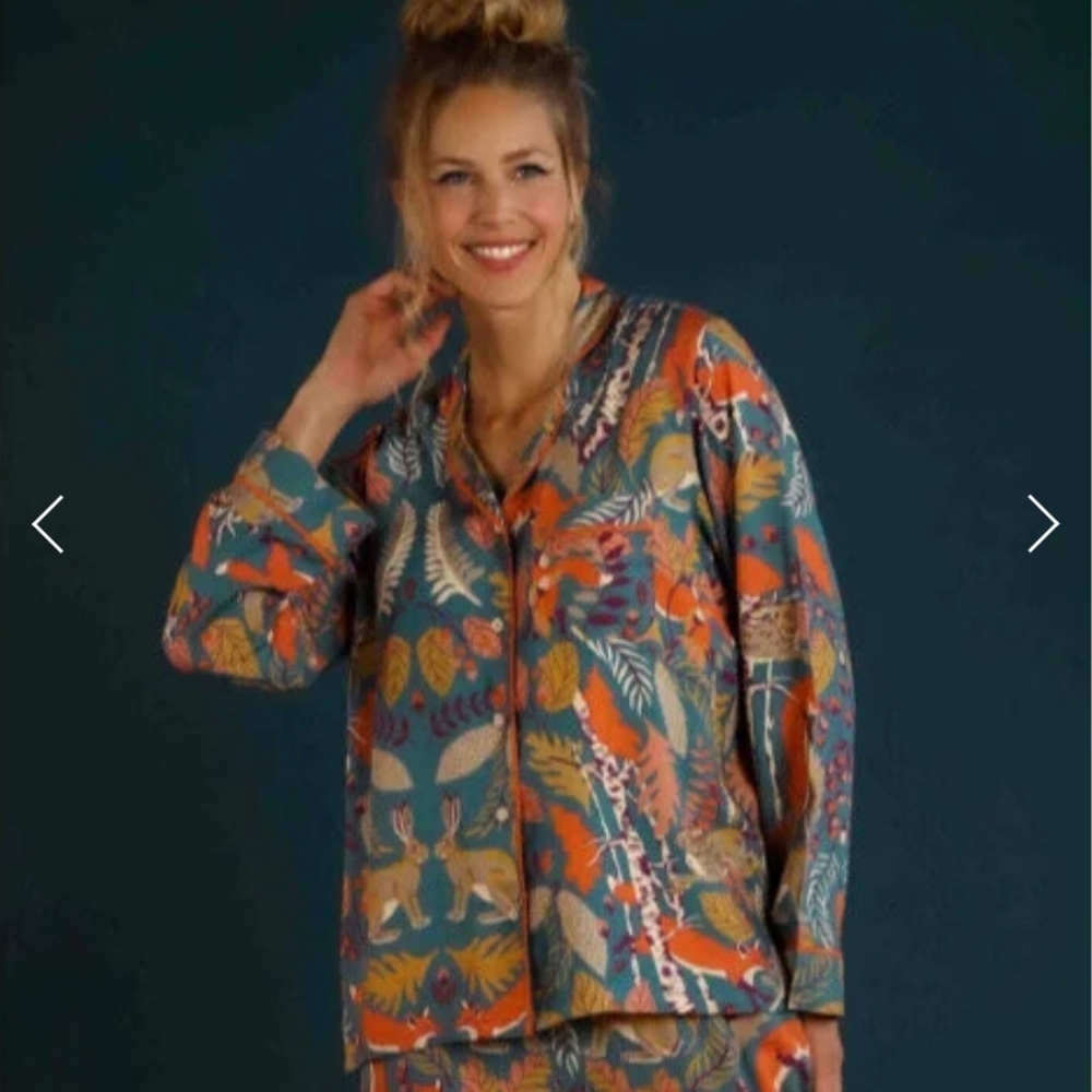 Powder Pajama Top Woodland Forest Print Women's Size Medium Modal - Picture 8 of 8